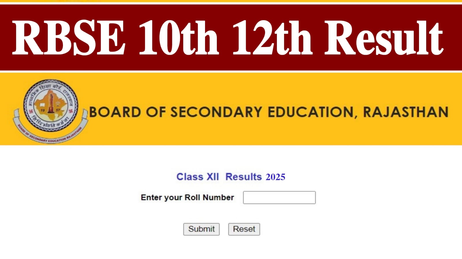 RBSE Result 2025 Live